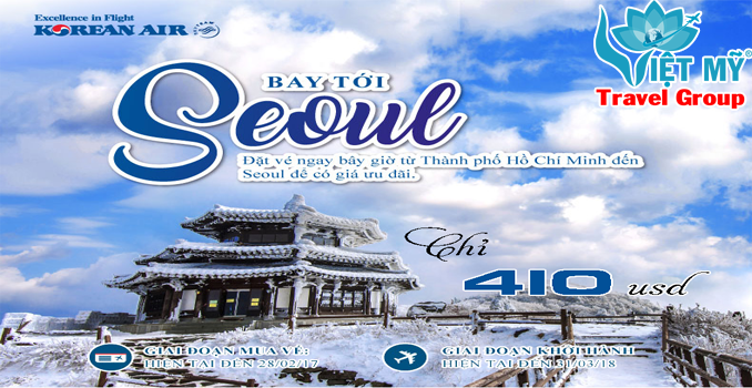 Korean Air khuyến mãi bay Seoul giá rẻ từ HCM
