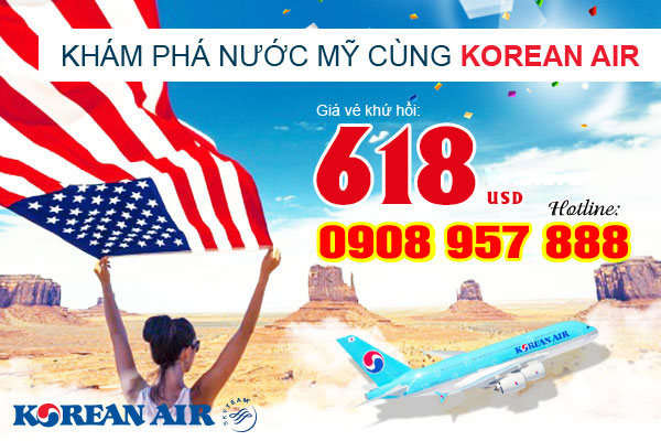 Vé máy bay đi Mỹ giá rẻ Korean Air