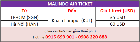 vé máy bay đi Kuala lumpur malindo air