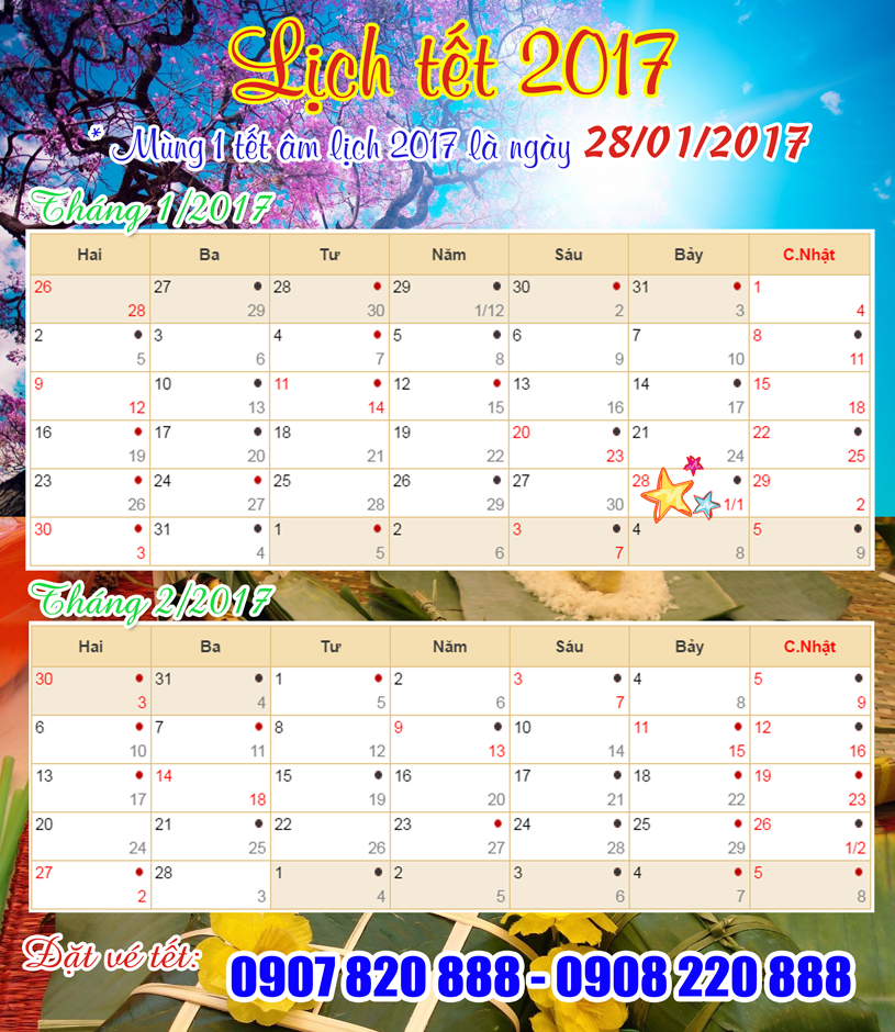 Lịch tết 2017