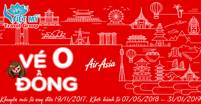 Air Asia Khuyến mãi vé 0 đồng ngày 13/11/2017