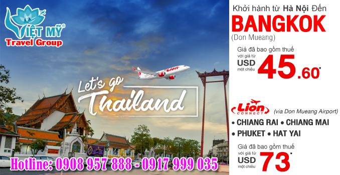 Khuyến mãi Thai Lion Air giá rẻ từ Hà Nội