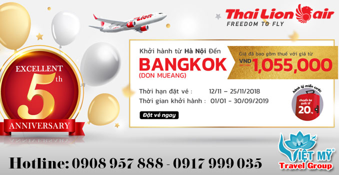 Thai Lion Air khuyến mãi sinh nhật thứ 5