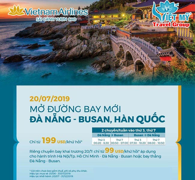 Vietnam Airlines mở đường bay mới Đà Nẵng - Busan (Hàn Quốc)