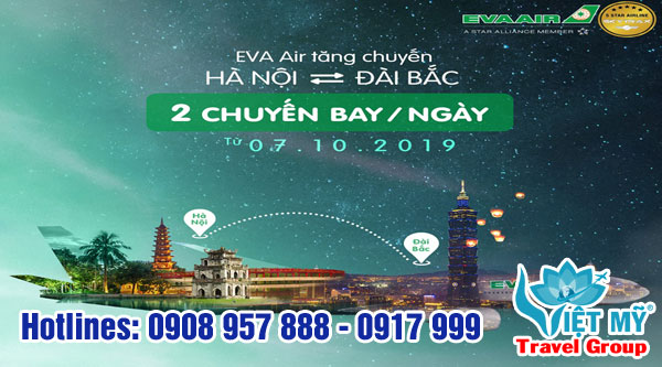 Eva Air tăng chuyến bay đến Đài Bắc