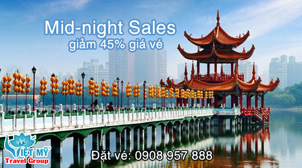 Vietnam Airlines khuyến mãi Mid-night Sales giảm 45% giá vé đi Đài Loan