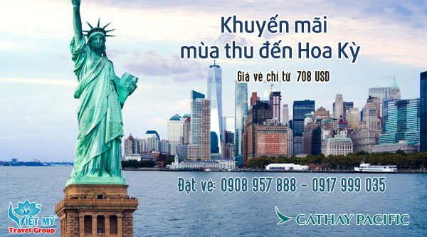 Cathay Pacific Khuyến mãi mùa thu đến Hoa Kỳ