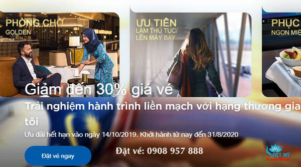 Malaysia Airlines ưu đãi đến 30% giá vé hạng Thương gia