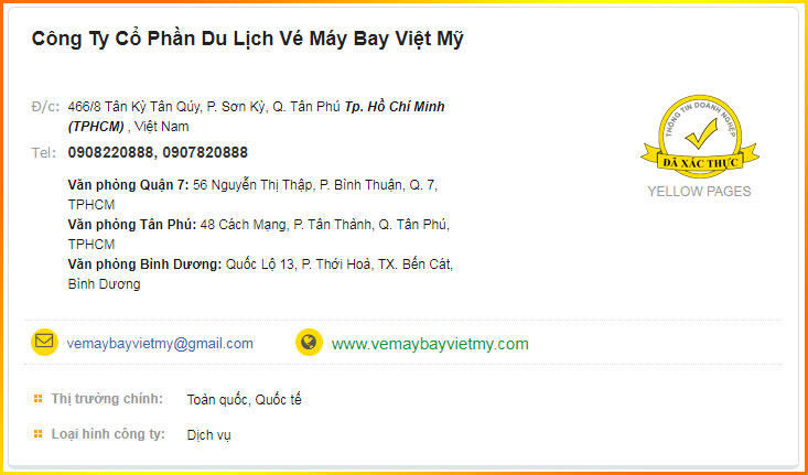 Trang vàng vé máy bay việt mỹ