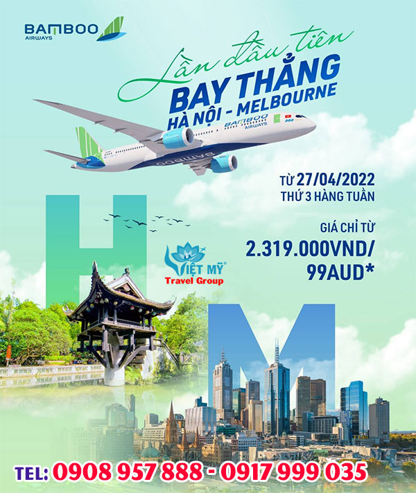Bamboo Airways mở bán vé bay thẳng Hà Nội - Melboune