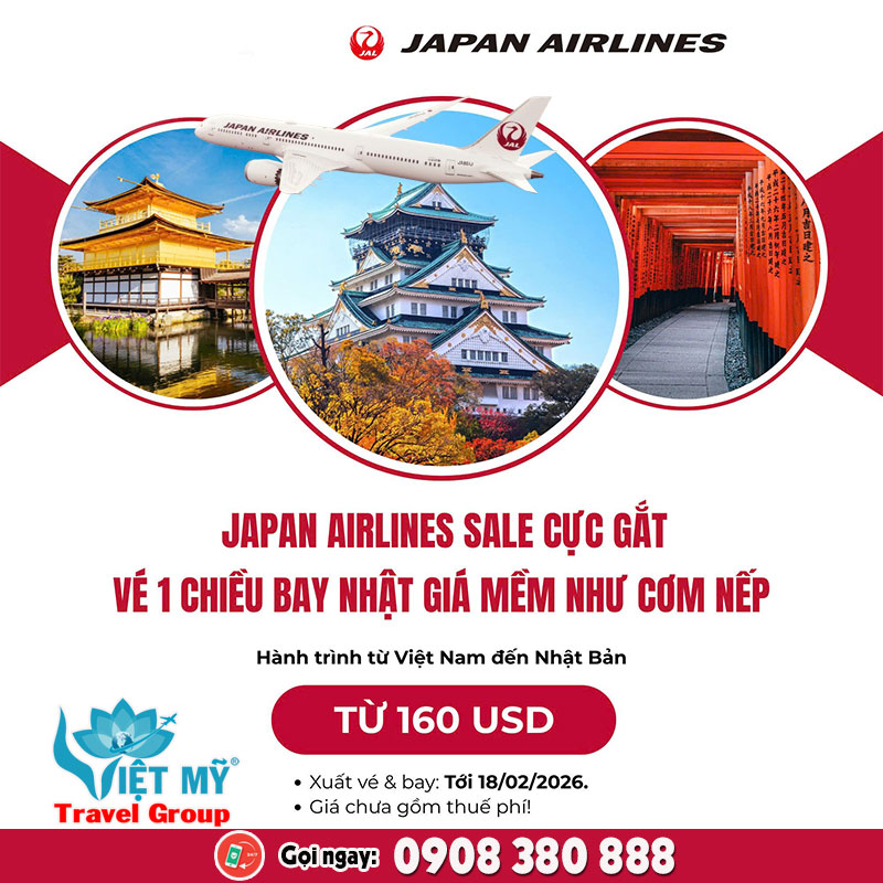 Japan Airlines mở bán vé đi Nhật từ 160 USD – Cơ hội săn giá tốt đầu năm