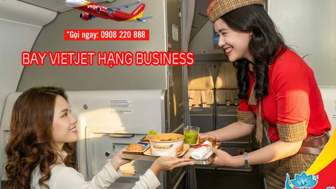 Bay Vietjet hạng Business với thực đơn Tết Bính Ngọ 2026