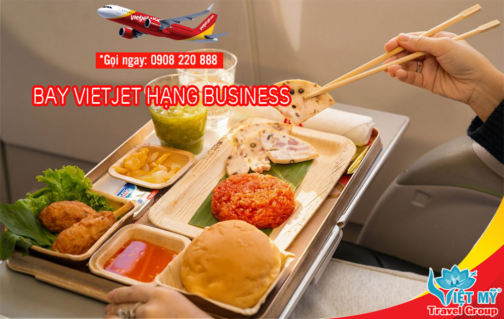 Bay Vietjet hạng Business với thực đơn Tết Bính Ngọ 2026