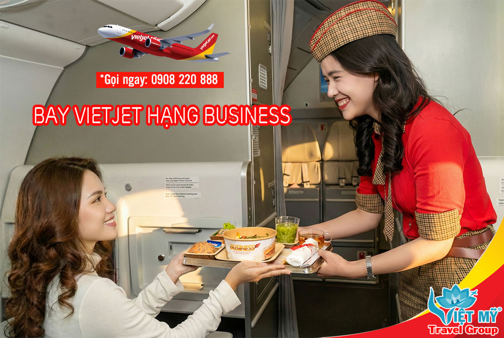 Bay Vietjet hạng Business với thực đơn Tết Bính Ngọ 2026