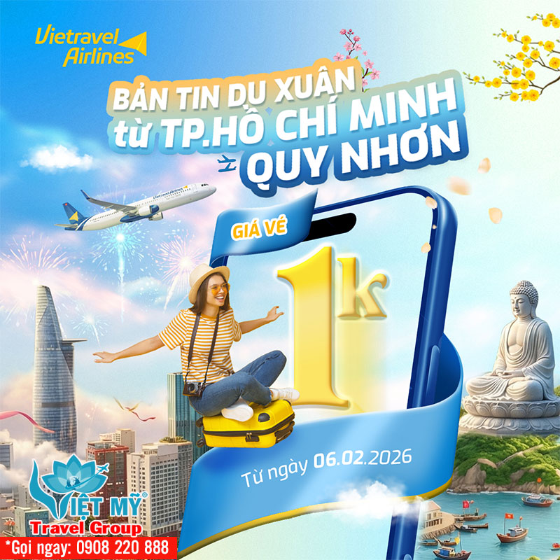 Du xuân Sài Gòn - Quy Nhơn giá từ 1.000Đ cùng Vietravel Airlines