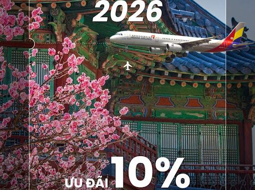 Korea Grand Sale 2026 - Asiana Airlines giảm 10% giá vé