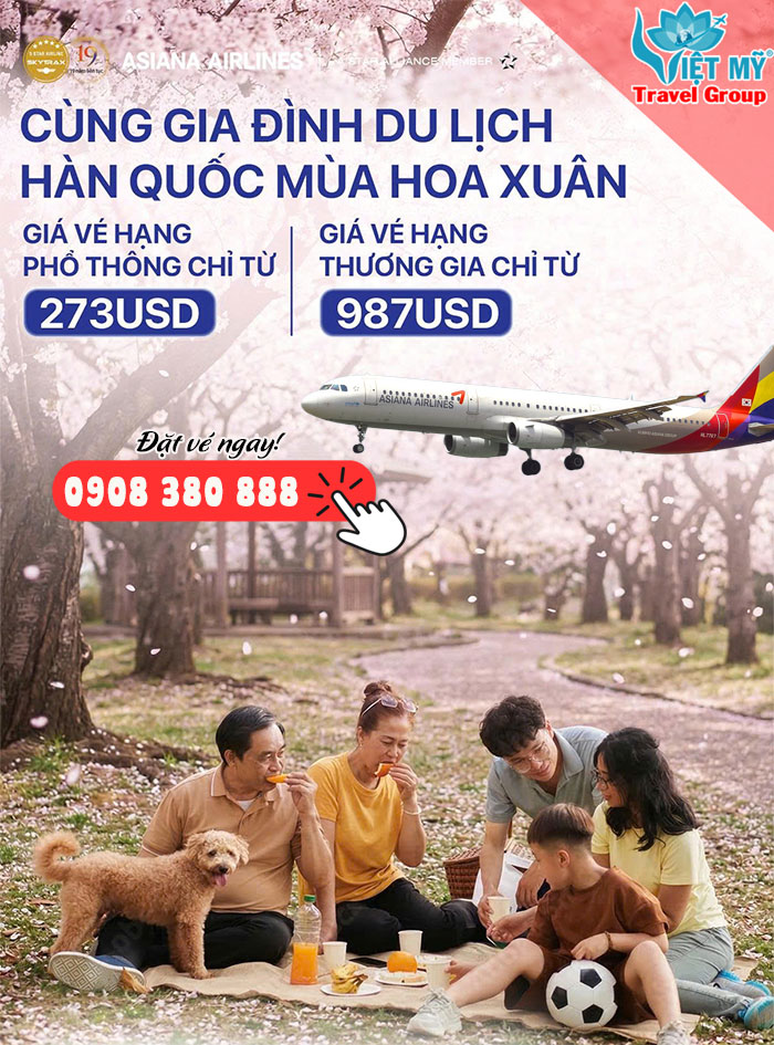 Vé đi Hàn Quốc từ 273USD cùng Asiana Airlines - Du lịch mùa hoa xuân lý tưởng