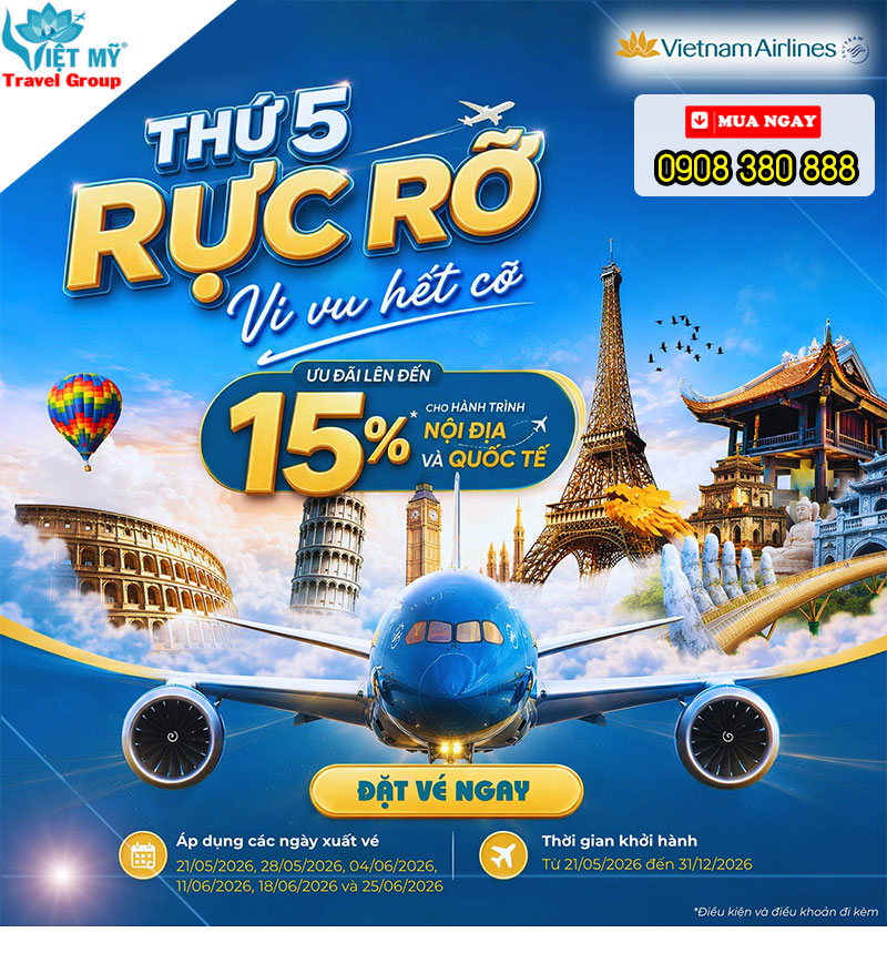 Deal Thứ 5 Vietnam Airlines đã lên sóng – Săn vé đẹp cùng Việt Mỹ