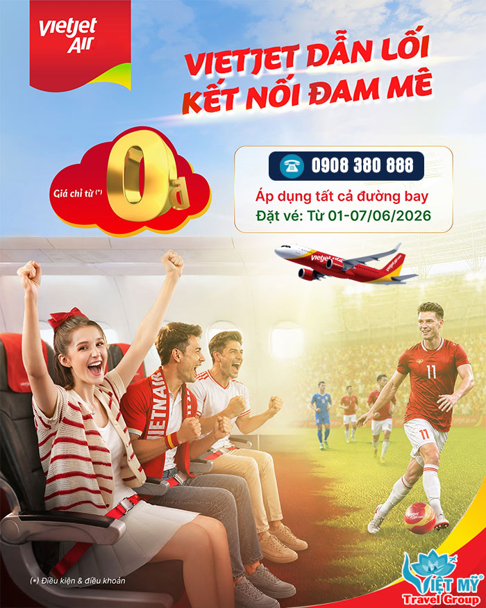 Ngày đôi 6/6 - Vietjet tung vé Eco từ 0 đồng cho hàng loạt đường bay!