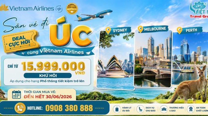 Săn vé đi Úc cùng Vietnam Airlines - Deal cực hời đến Sydney, Melbourne, Perth