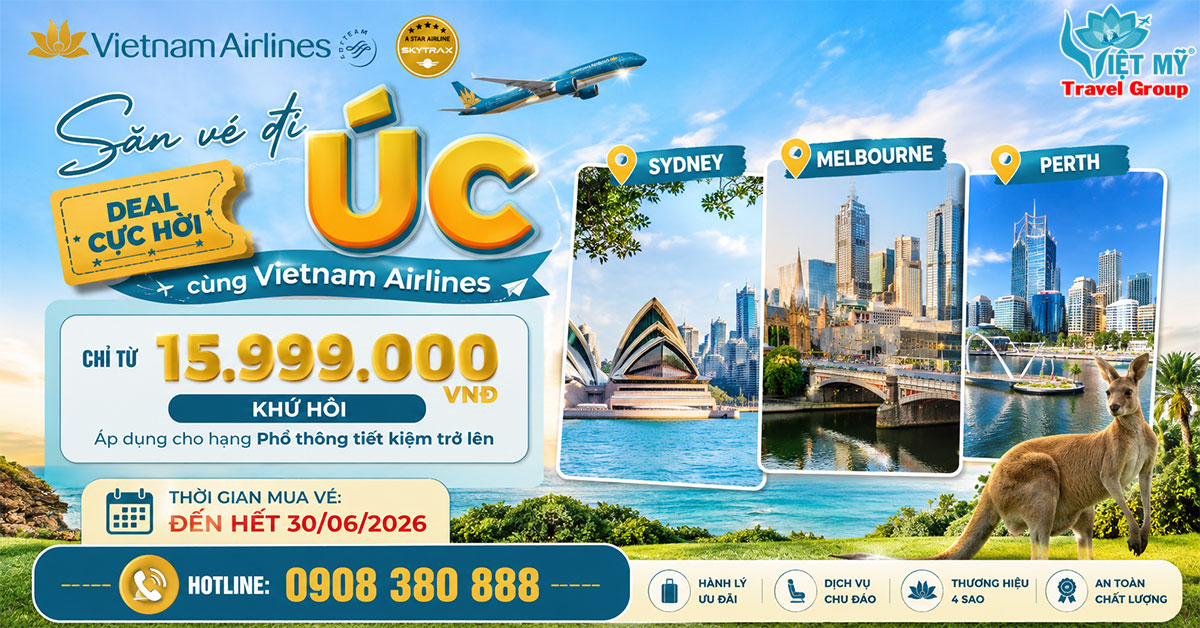Săn vé đi Úc cùng Vietnam Airlines - Deal cực hời đến Sydney, Melbourne, Perth