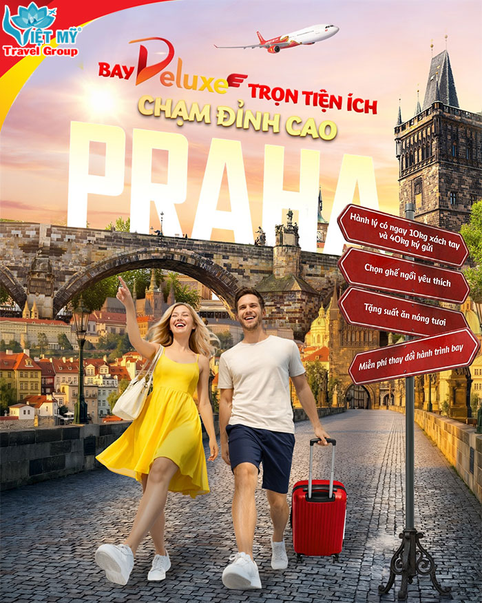 Vietjet Air tung ưu đãi giảm 30% phí Deluxe cho hành trình đến Praha Cộng hòa Séc