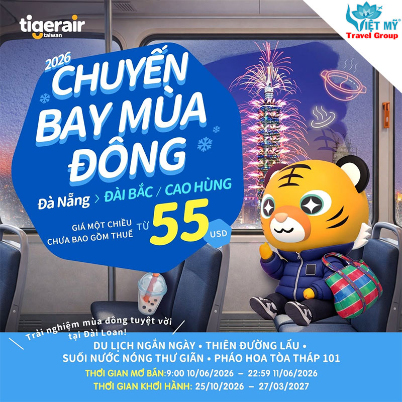 Lên lịch bay đến Đài Loan chỉ từ 55 USD/chiều hãng Tigerair Taiwan