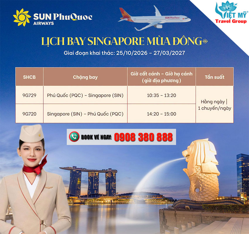 Lịch bay mùa Đông 2026 - 2027 của Sun PhuQuoc Airways chính thức mở bán!