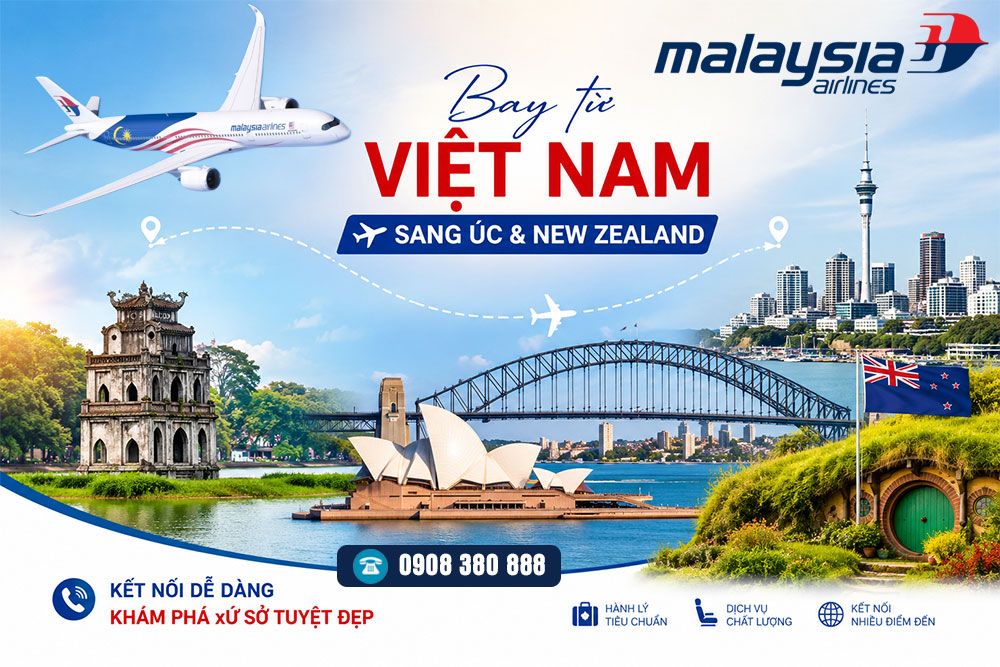Hãng Malaysia Airlines ưu đãi vé đi Úc và New Zealand chỉ từ 356 USD/khứ hồi