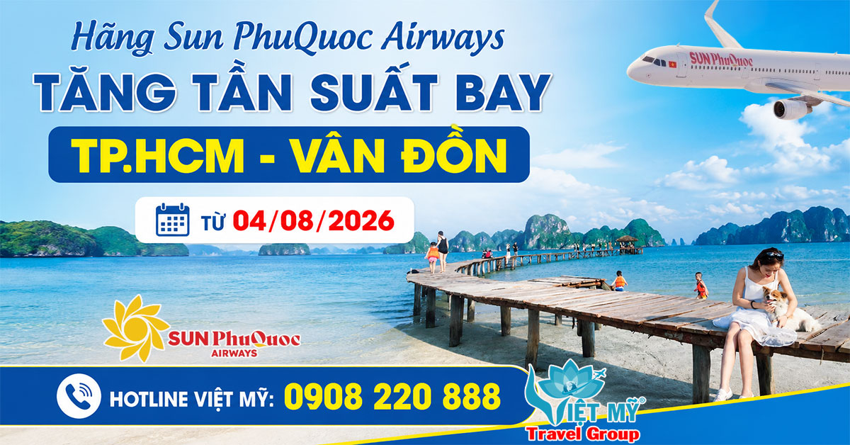 Sun PhuQuoc Airways tăng tần suất bay TpHCM - Vân Đồn