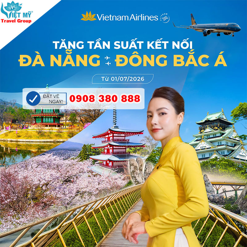 Vietnam Airlines tăng tần suất chuyến bay thẳng từ Đà Nẵng đến Seoul, Tokyo và Osaka