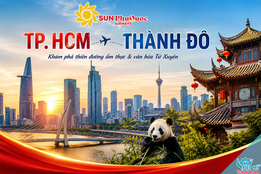 Bay nhóm TpHCM - Thành Đô giảm đến 20% cùng Sun PhuQuoc Airways