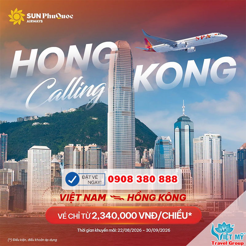 Bay thẳng Hồng Kông cùng Sun PhuQuoc Airways, giá chỉ từ 2.340.000 VNĐ