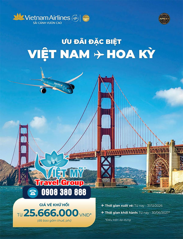 Đặt vé đi Mỹ Vietnam Airlines - ưu đãi khứ hồi từ 25.666.000 VNĐ