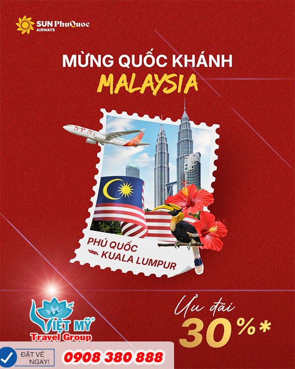 Mừng Quốc khánh Malaysia – Săn deal 30% Sun PhuQuoc Airways