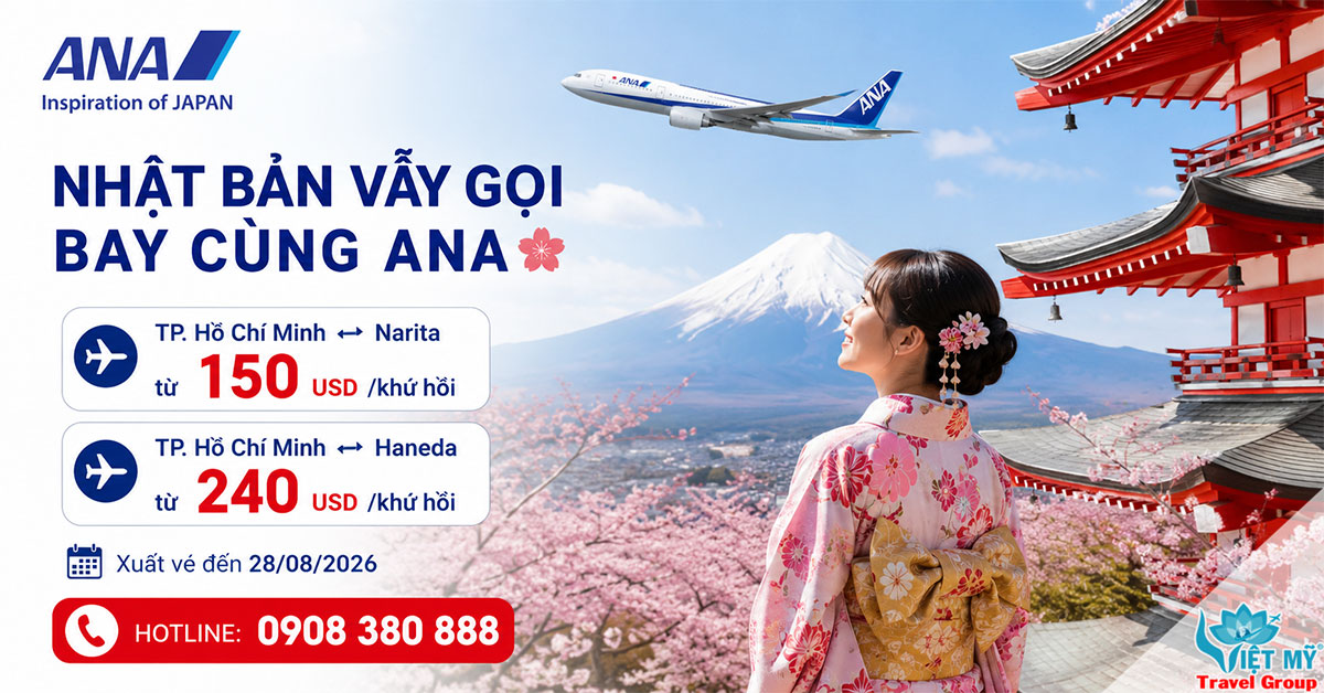 Săn vé ANA đi Nhật từ 150 USD khứ hồi