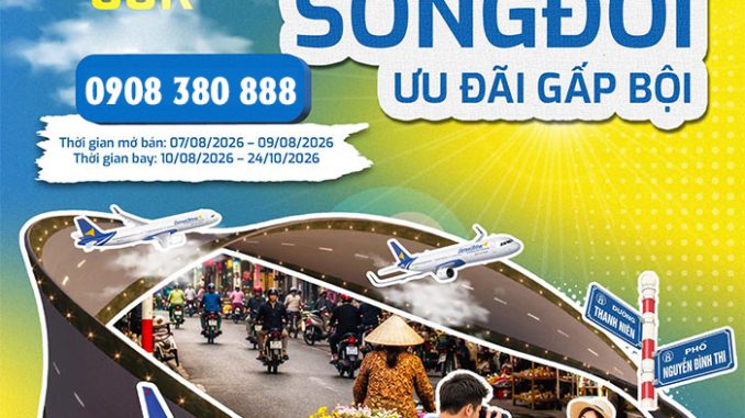 Song Đôi 8/8 hãng Vietravel Airlines giảm ngay 88.000đ vé máy bay
