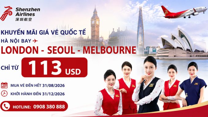 Từ Hà Nội bay London - Seoul - Melbourne chỉ từ 113 USD