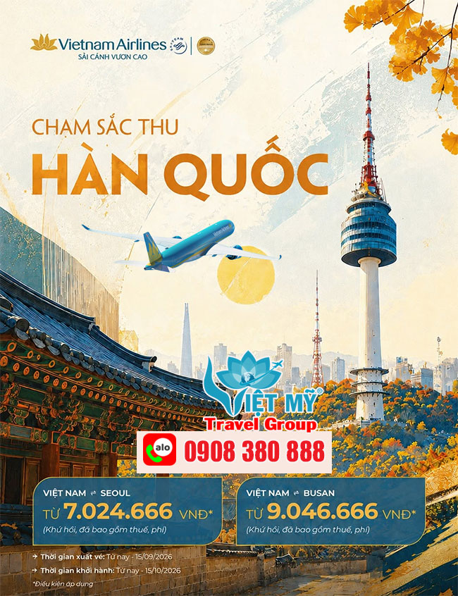 Vietnam Airlines ưu đãi vé đi Hàn Quốc mùa thu từ 7.024.666 VND