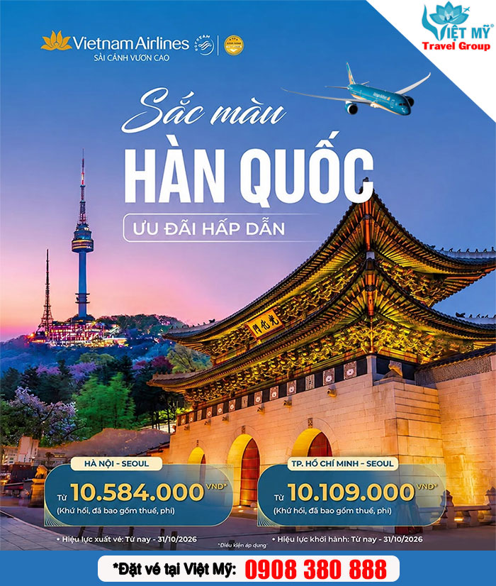 Vietnam Airlines ưu đãi vé khứ hồi đi Seoul từ 10.109.000 đồng