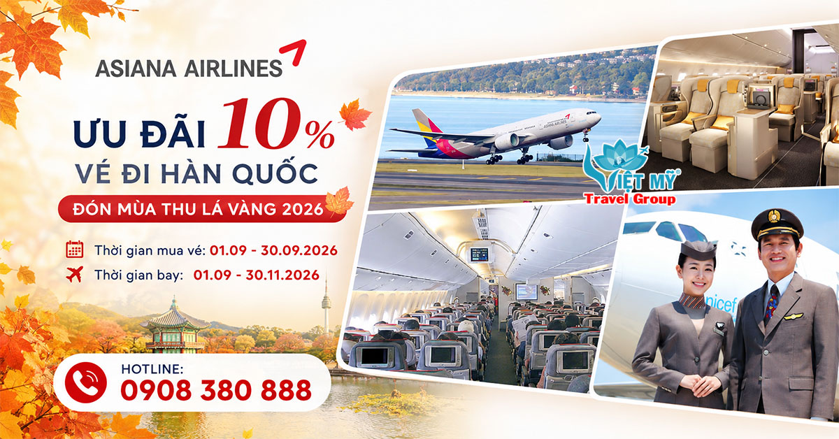 Asiana Airlines giảm 10% vé đi Incheon - Cơ hội ngắm mùa thu Hàn Quốc