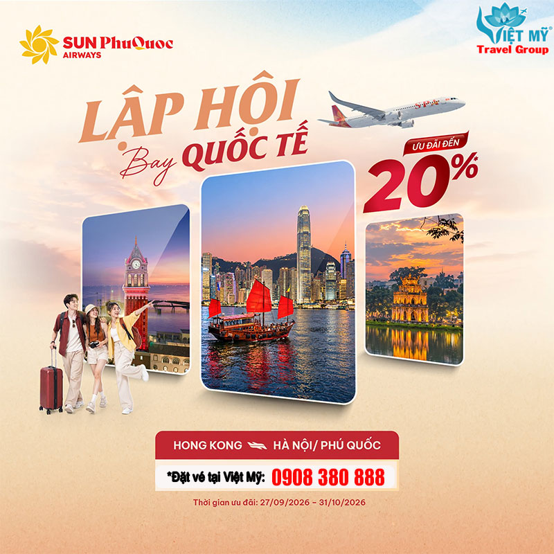 Sun PhuQuoc Airways ưu đãi vé Hong Kong theo nhóm đến 20%