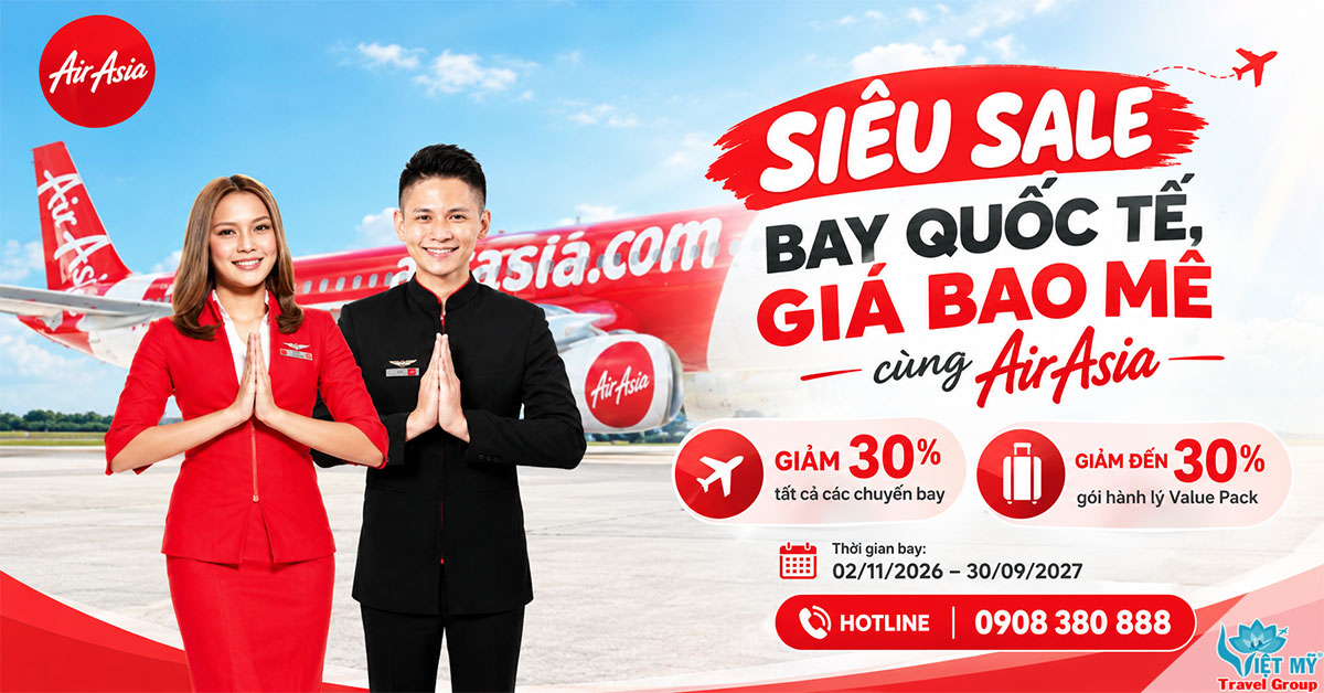AirAsia ưu đãi vé máy bay và hành lý đến 30%