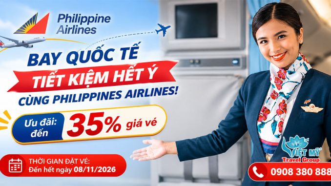 Đặt vé Philippines Airlines tháng 11/2026, nhận ưu đãi đến 35%