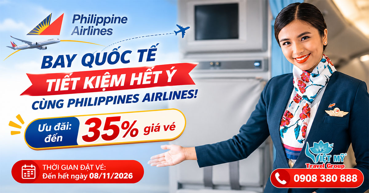 Đặt vé Philippines Airlines tháng 11/2026, nhận ưu đãi đến 35%