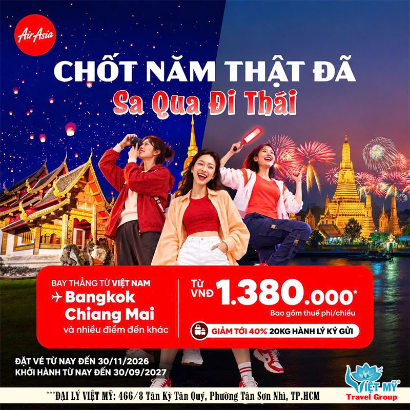 Du lịch Thái Lan tiết kiệm cùng AirAsia - vé từ 1.380.000 VNĐ/chiều