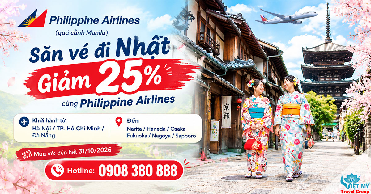Săn vé đi Nhật giảm 25% cùng Philippine Airlines (quá cảnh Manila)