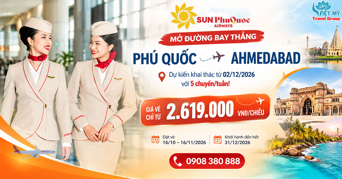 Sun PhuQuoc Airways mở đường bay thẳng Phú Quốc - Ahmedabad