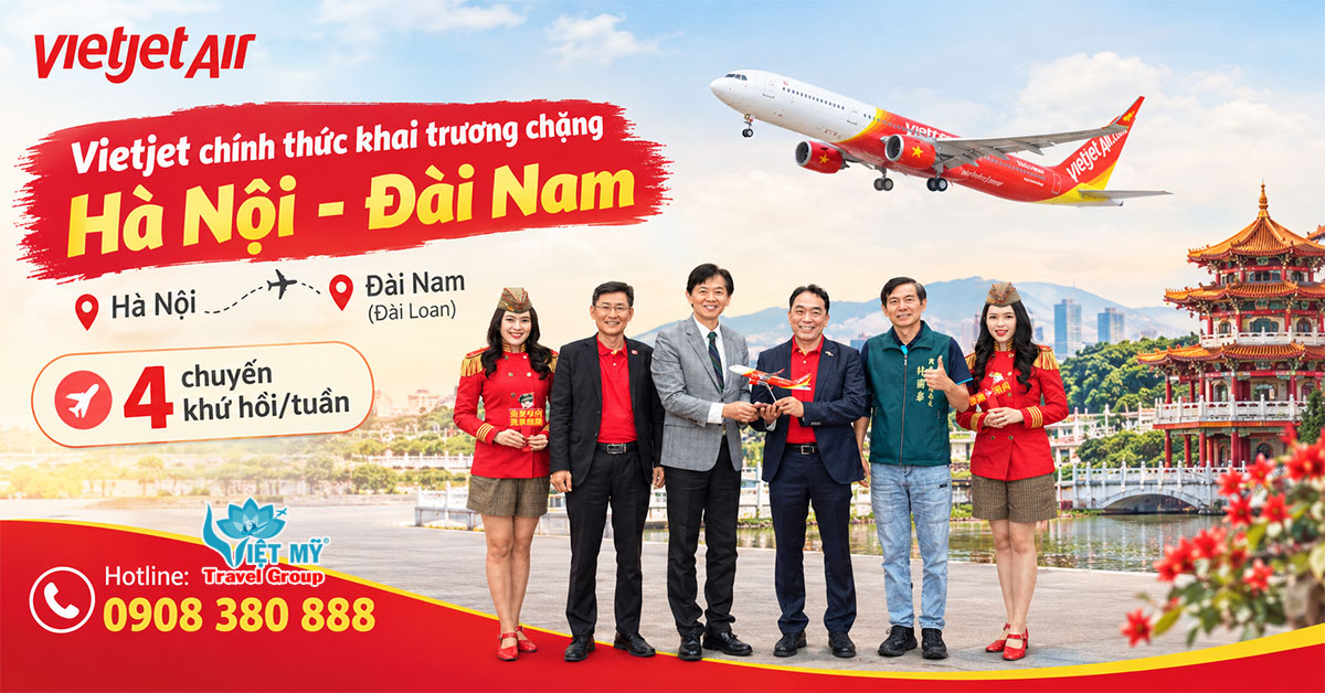 Vietjet chính thức khai trương chặng Hà Nội - Đài Nam, với 4 chuyến khứ hồi/tuần