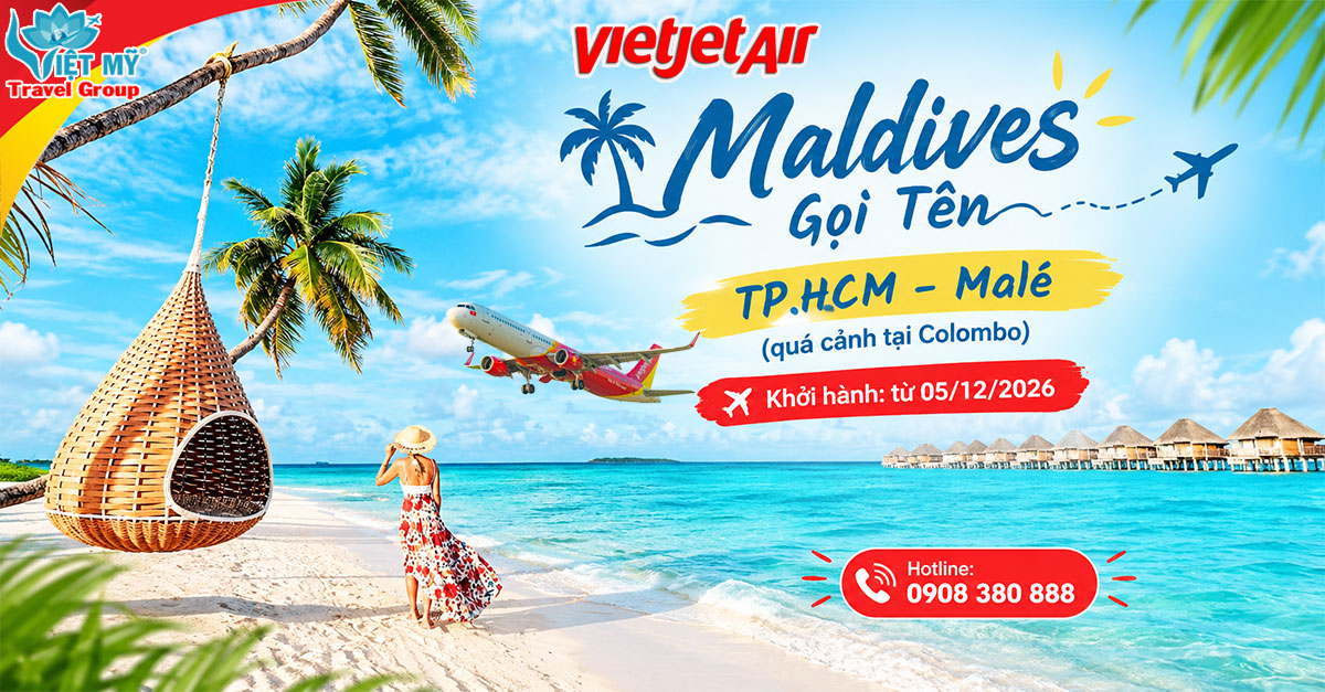 Vietjet khai thác đường bay TpHCM - Malé từ 5/12/2026